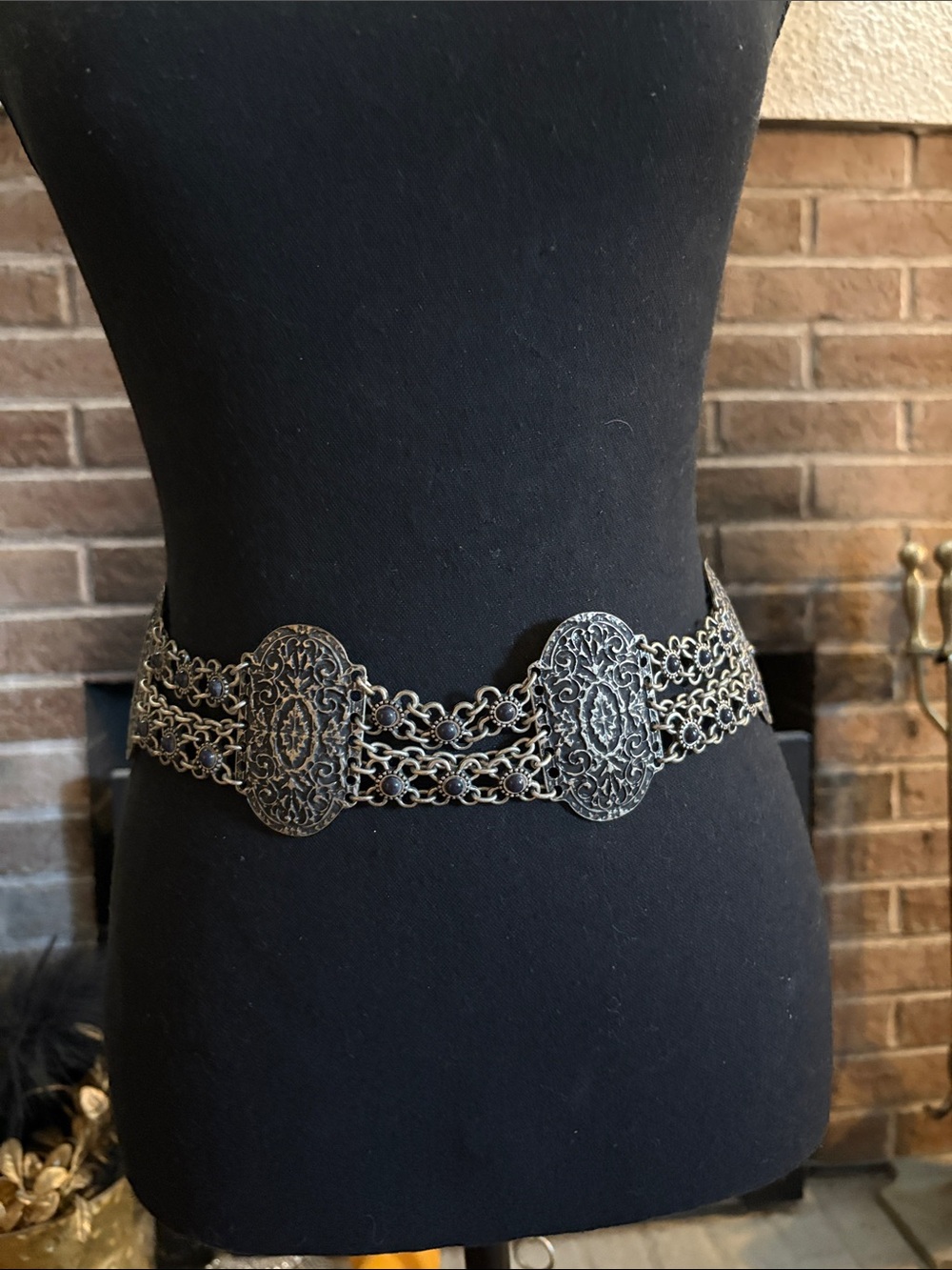 Vintage Antique Silver Filigree Chain Belt